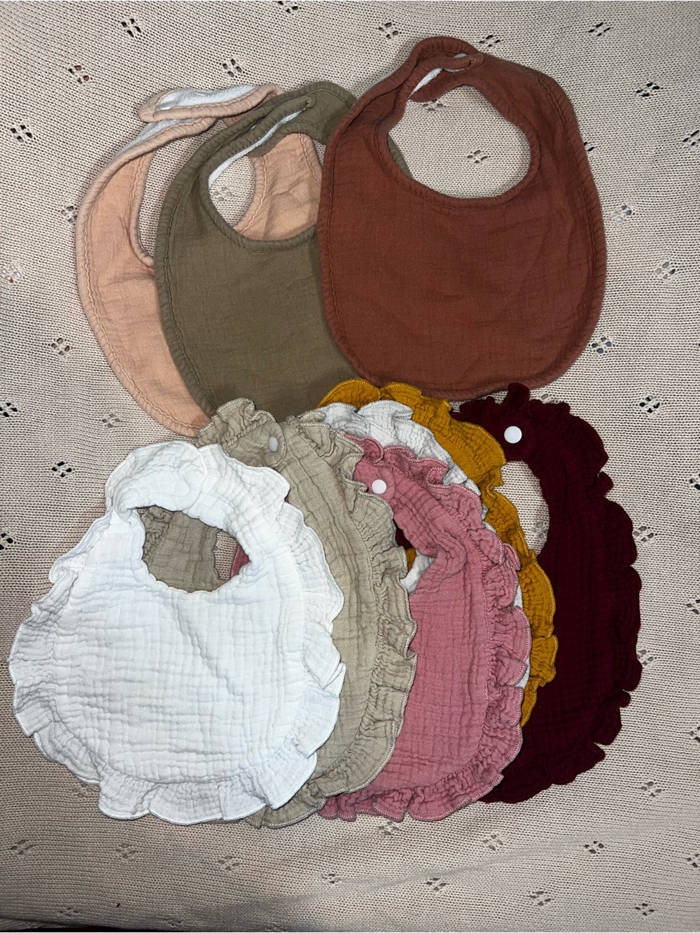 Neutral & Earthtone Ruffled Muslin Baby Bib Set - Multi Pack